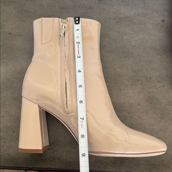 Sam Edelman CODIE 2 Shiny Patent Faux Leather Latte Chic Boots Square Toe Size 8 - Picture 5 of 12